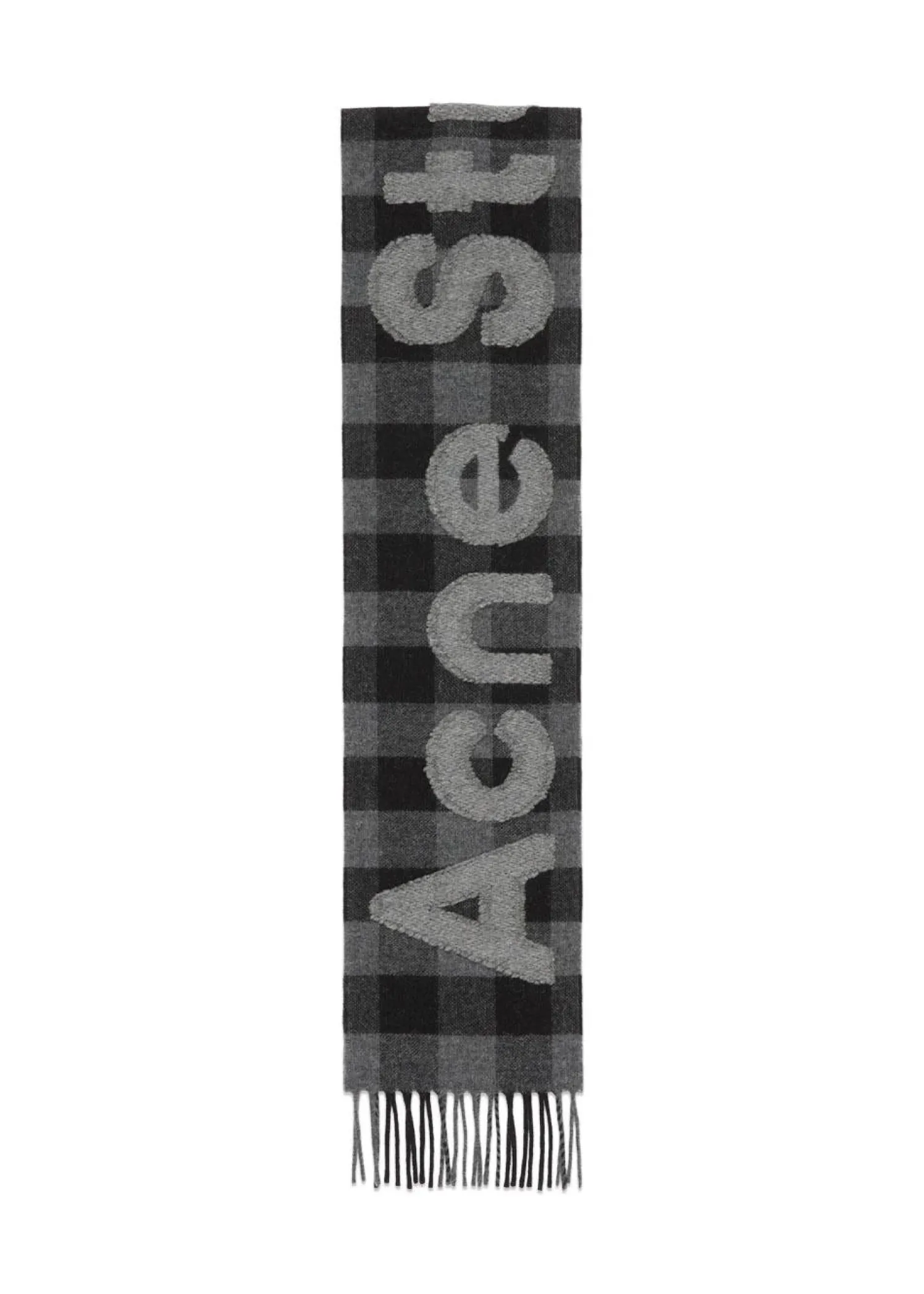 Acne Studios Check logo scarf- Black/Grey