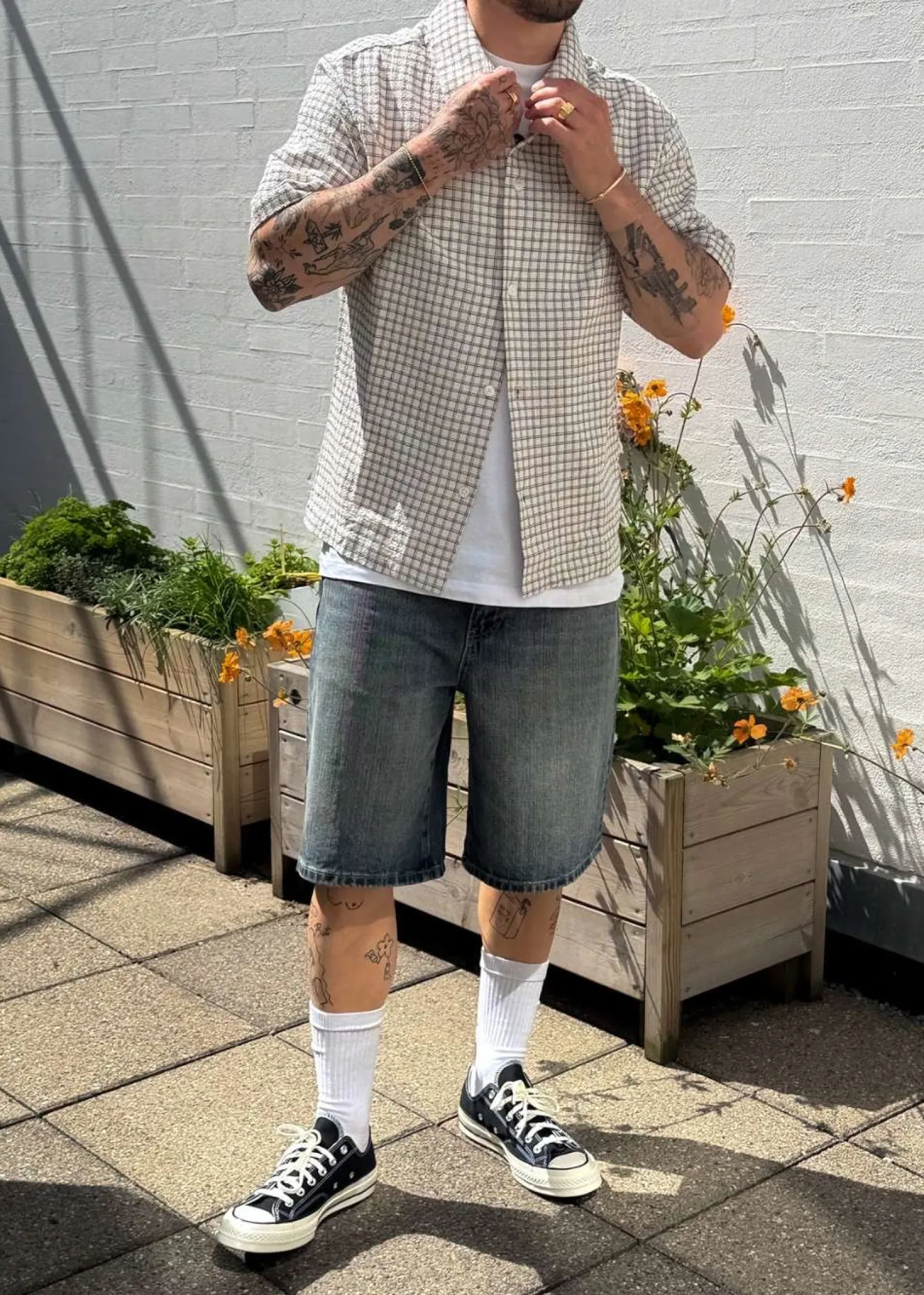 Edwin Zed Shirt Ss-White/Brown