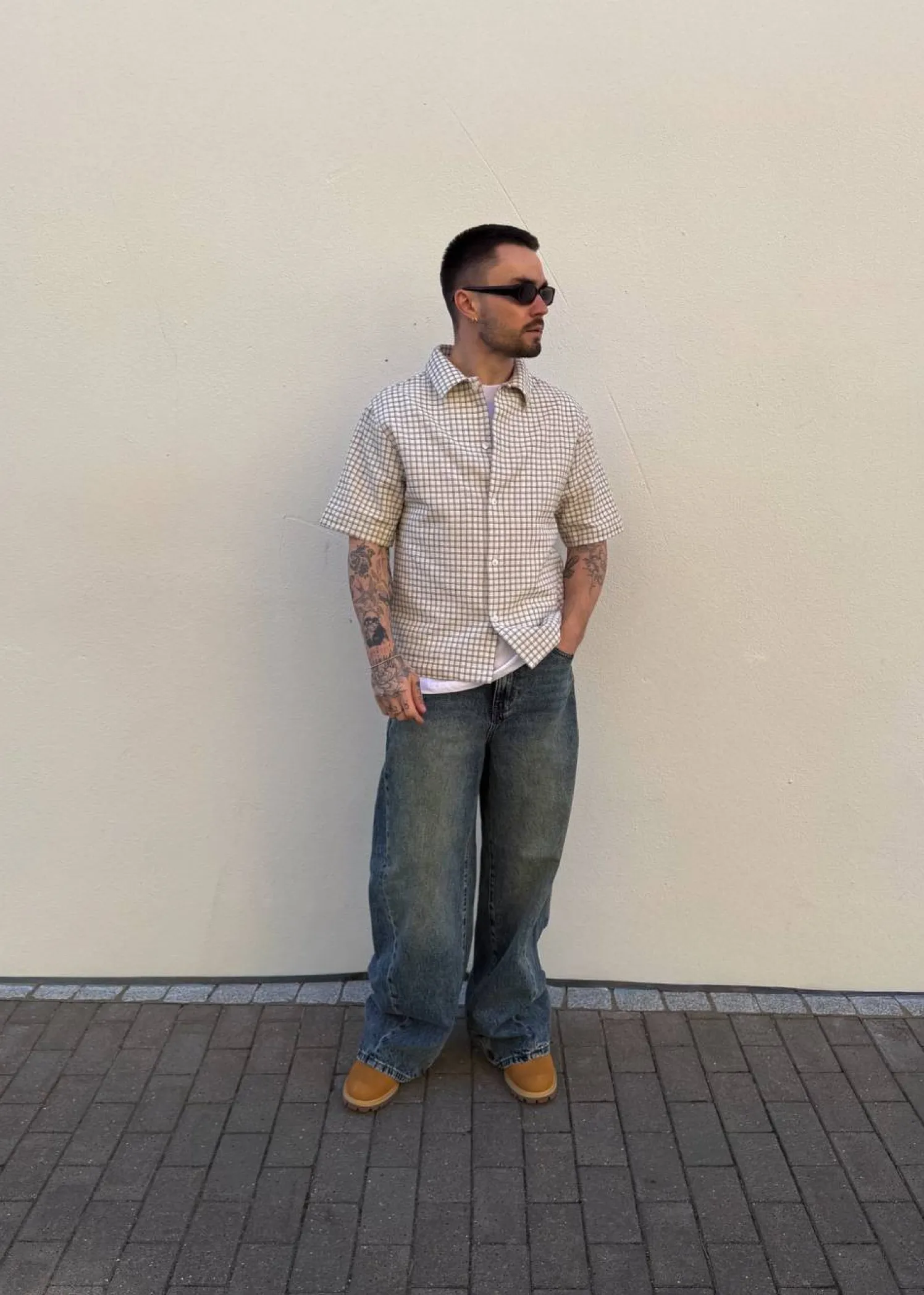 Edwin Zed Shirt Ss-White/Brown