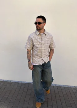 Edwin Zed Shirt Ss-White/Brown