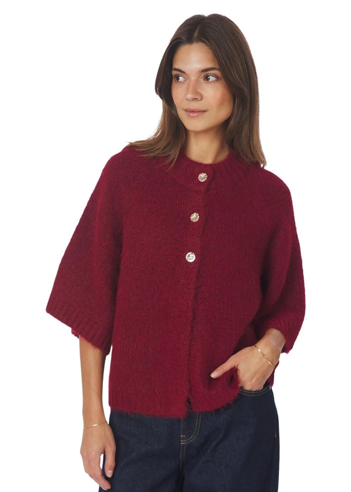 Neo Noir Benuta Fluffy Knit Cardigan
