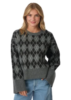 Neo Noir Kick Check Knit Blouse