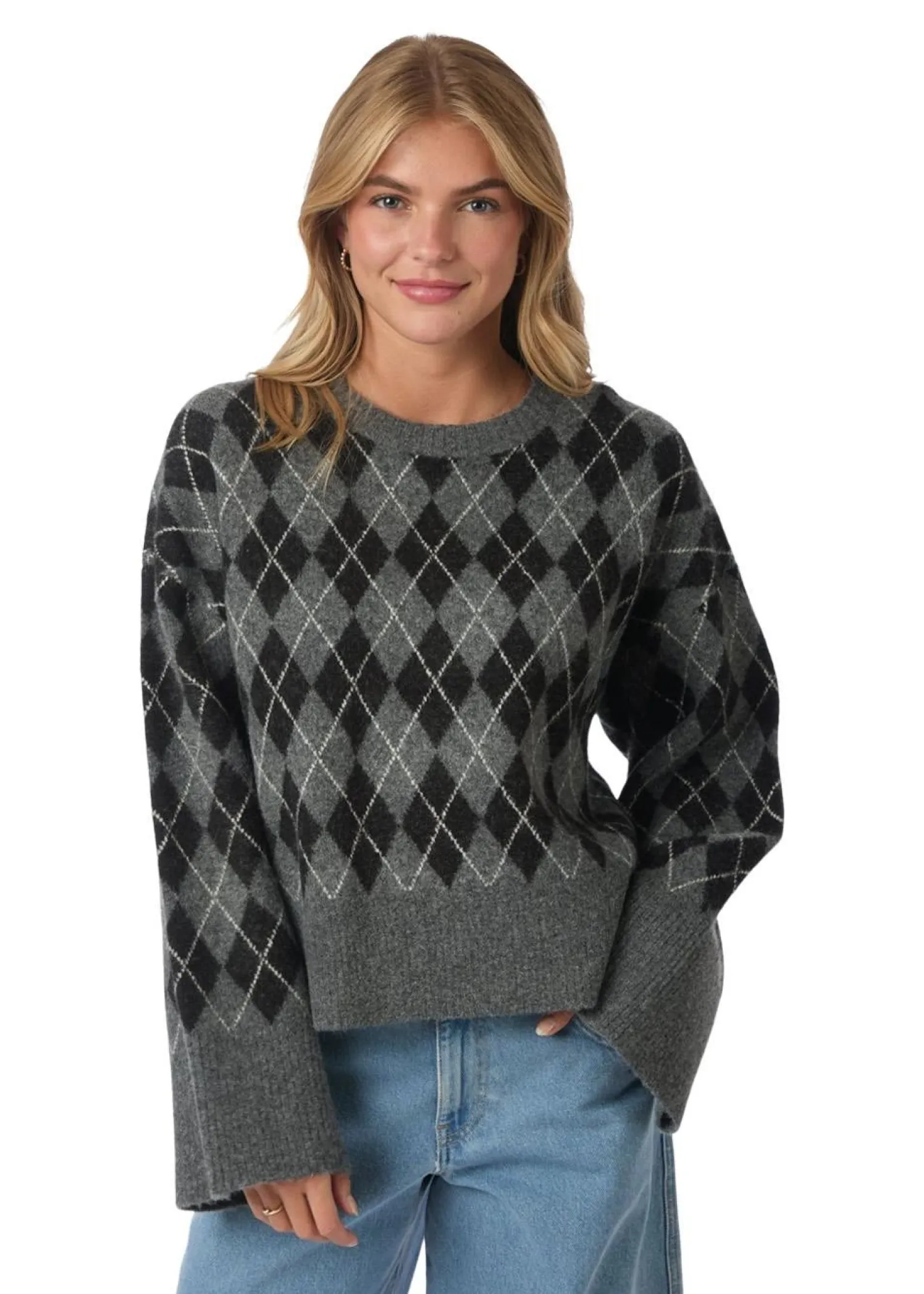 Neo Noir Kick Check Knit Blouse