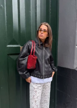 Oval Square Eye leather bomber