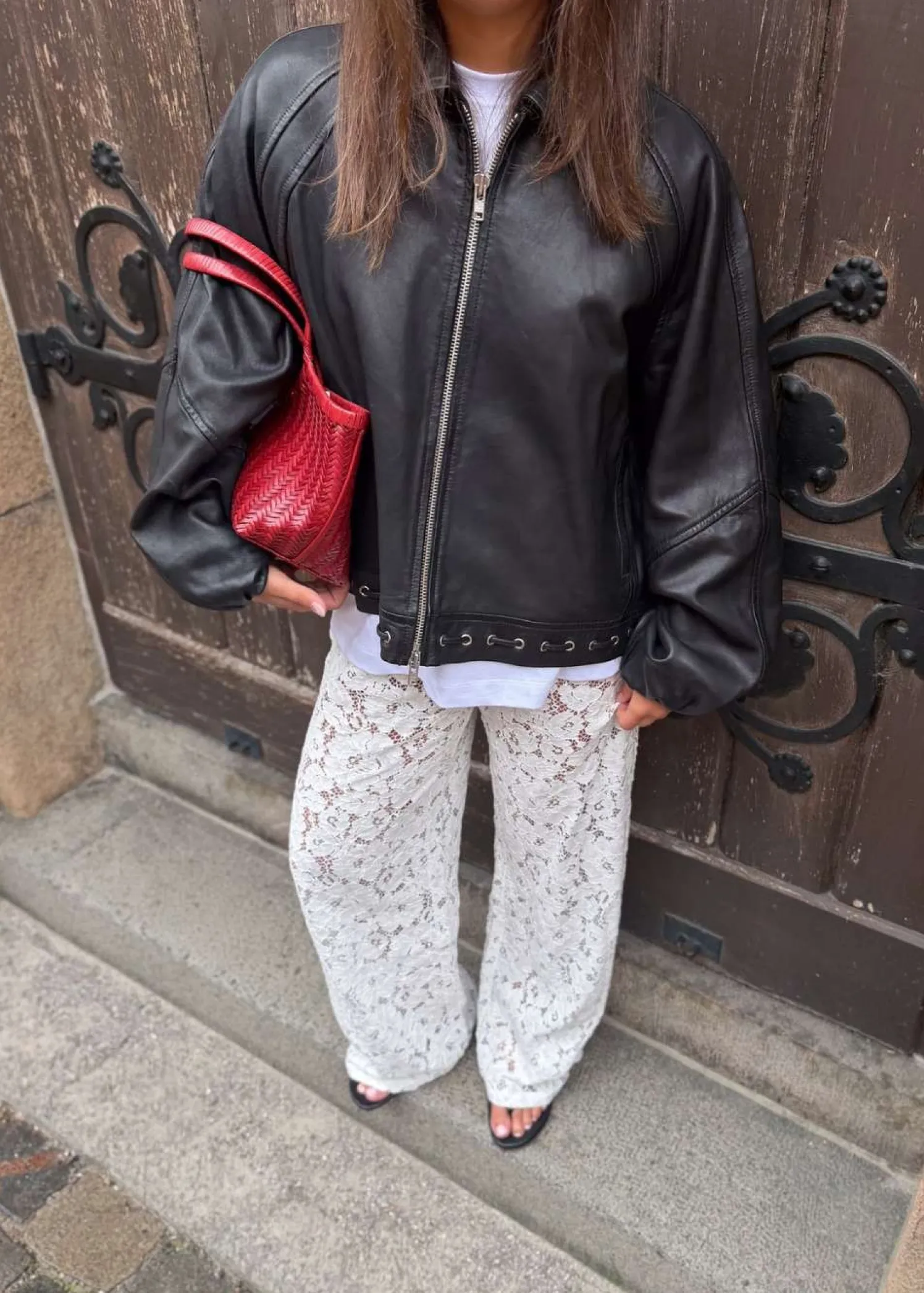 Oval Square Eye leather bomber