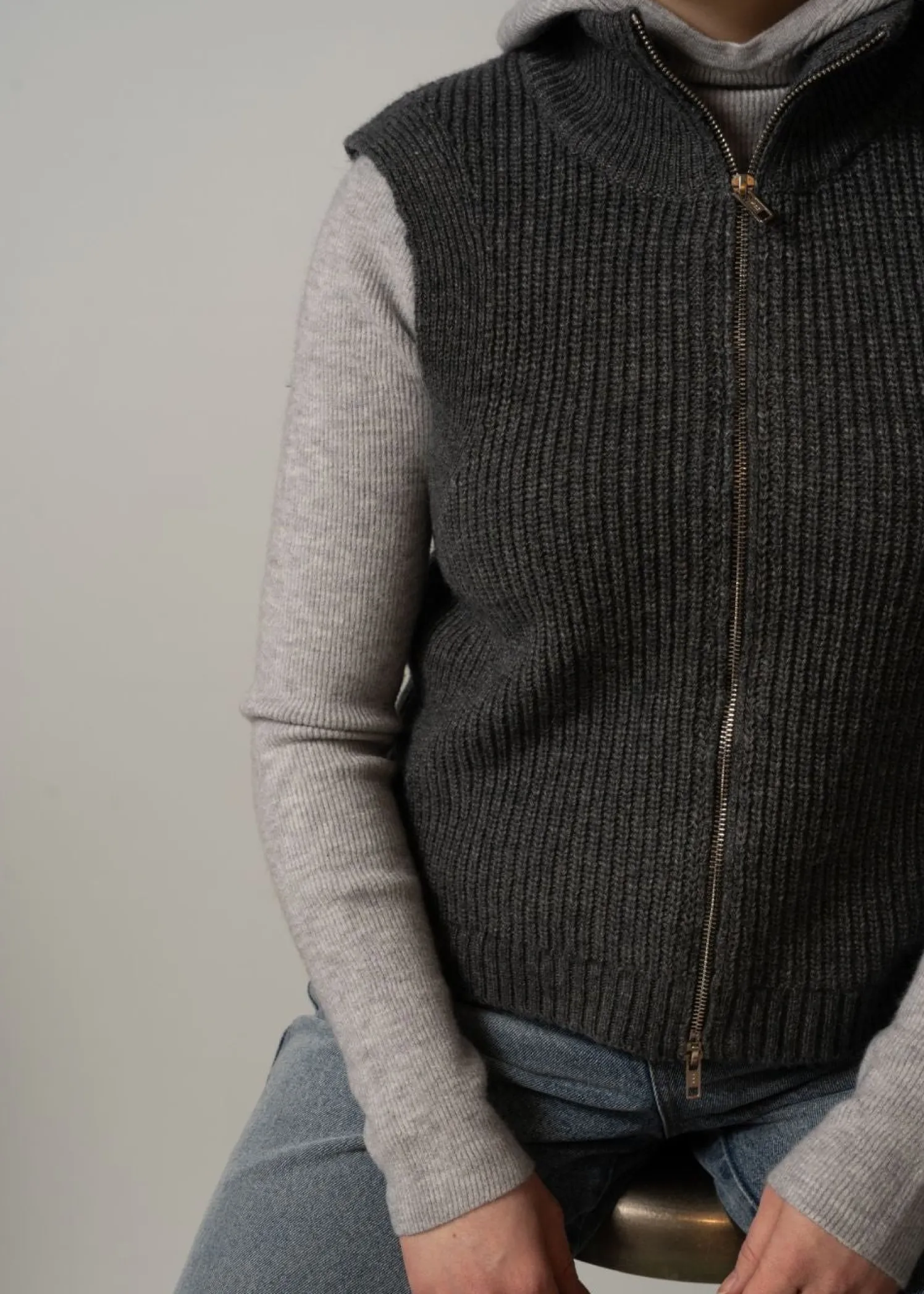Oval Square Fave Knit Zip Vest
