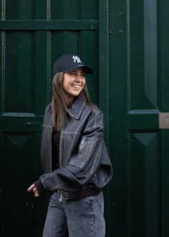Oval Square Rocker Leather Bomber