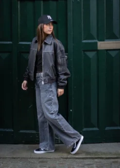 Oval Square Rocker Leather Bomber