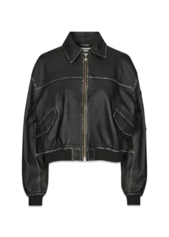 Oval Square Rocker Leather Bomber