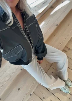 Oval Square Rocker Leather Bomber