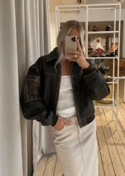 Oval Square Rocker Leather Bomber