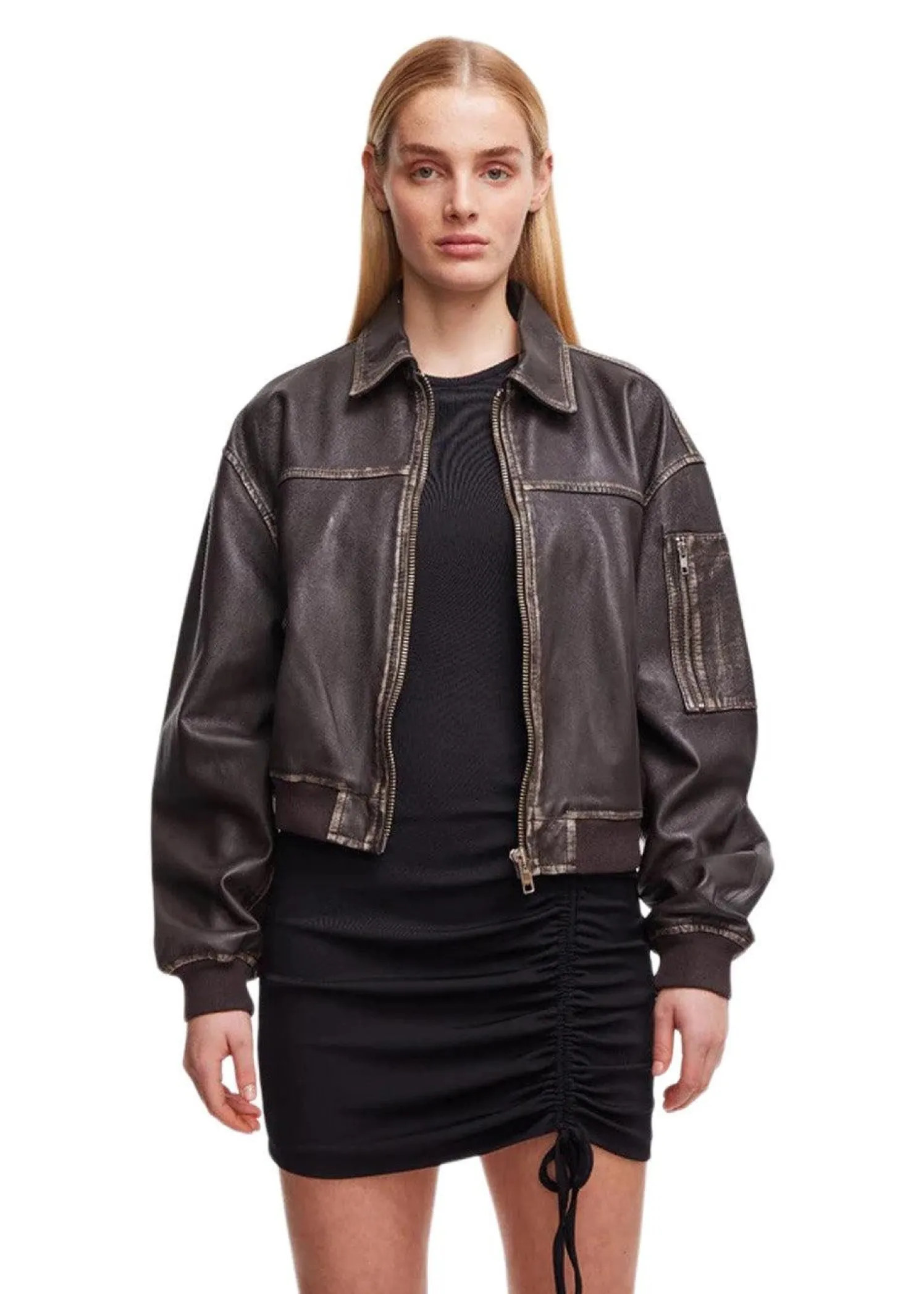 Oval Square Rocker Leather Bomber