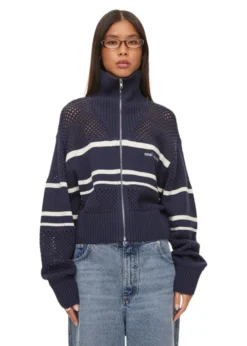 Oval Square Snow Zip Cardigan