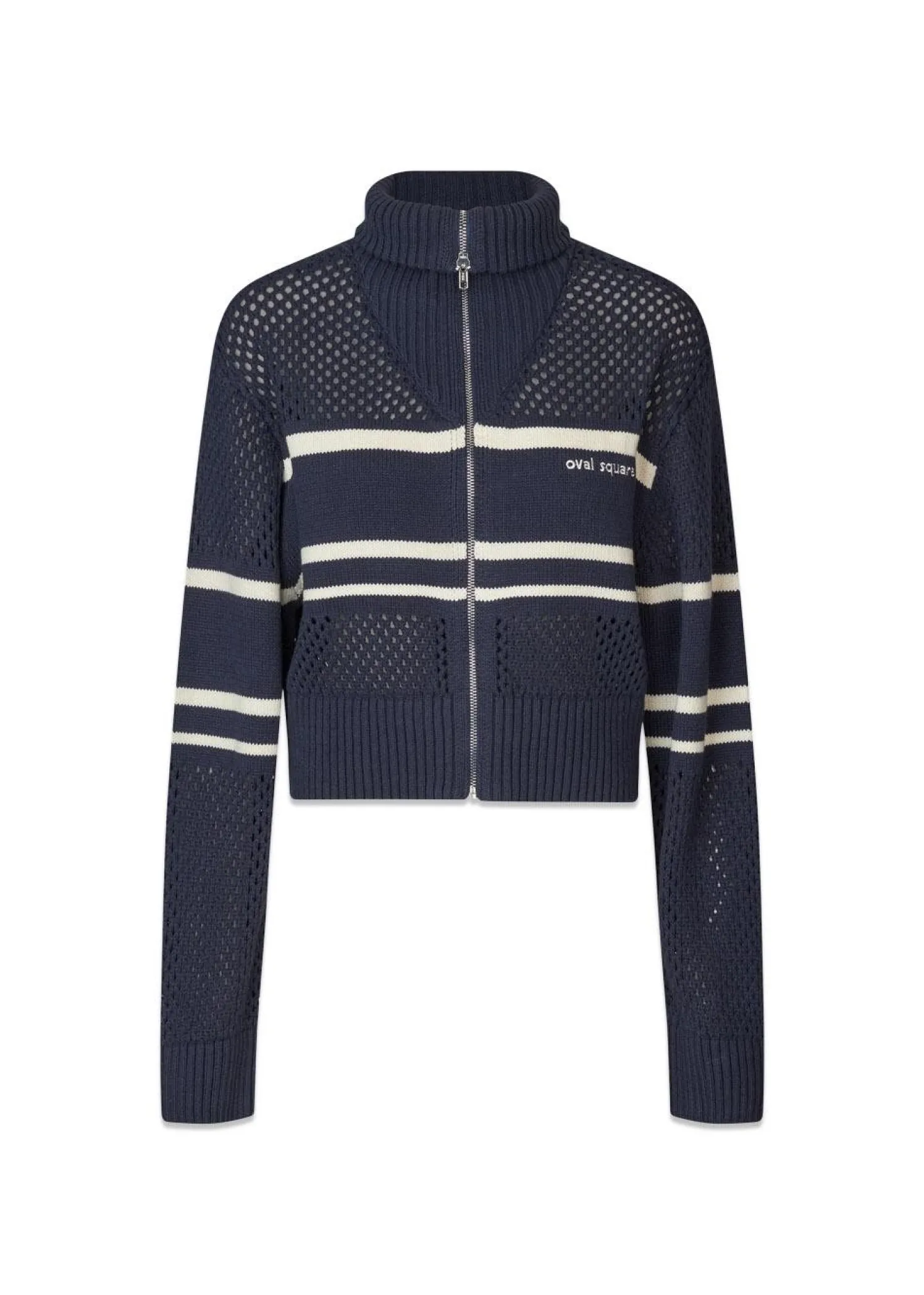 Oval Square Snow Zip Cardigan