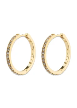 Pilgrim EBNA large crystal hoops gold-plated