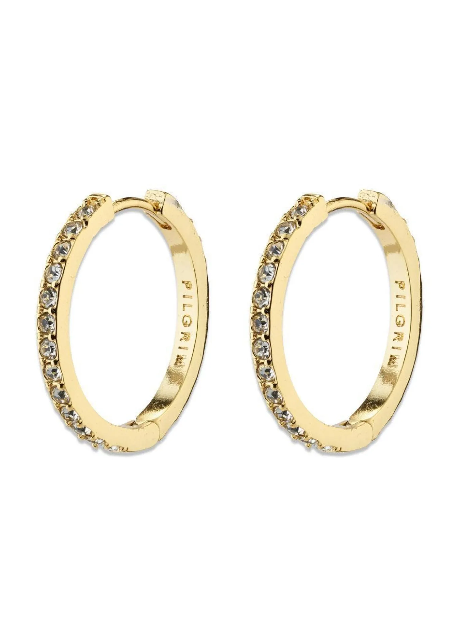 Pilgrim EBNA medium crystal hoops gold-plated