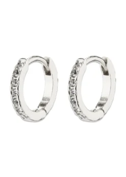 Pilgrim EBNA mini crystal huggie hoops silver-plated