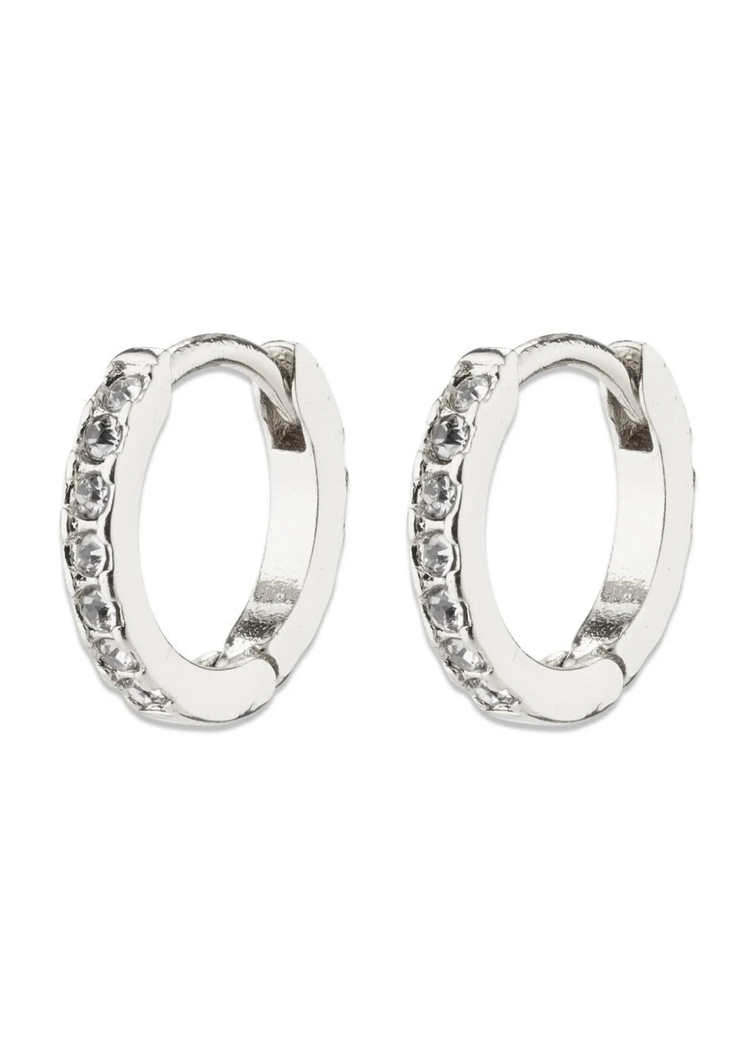 Pilgrim EBNA mini crystal huggie hoops silver-plated