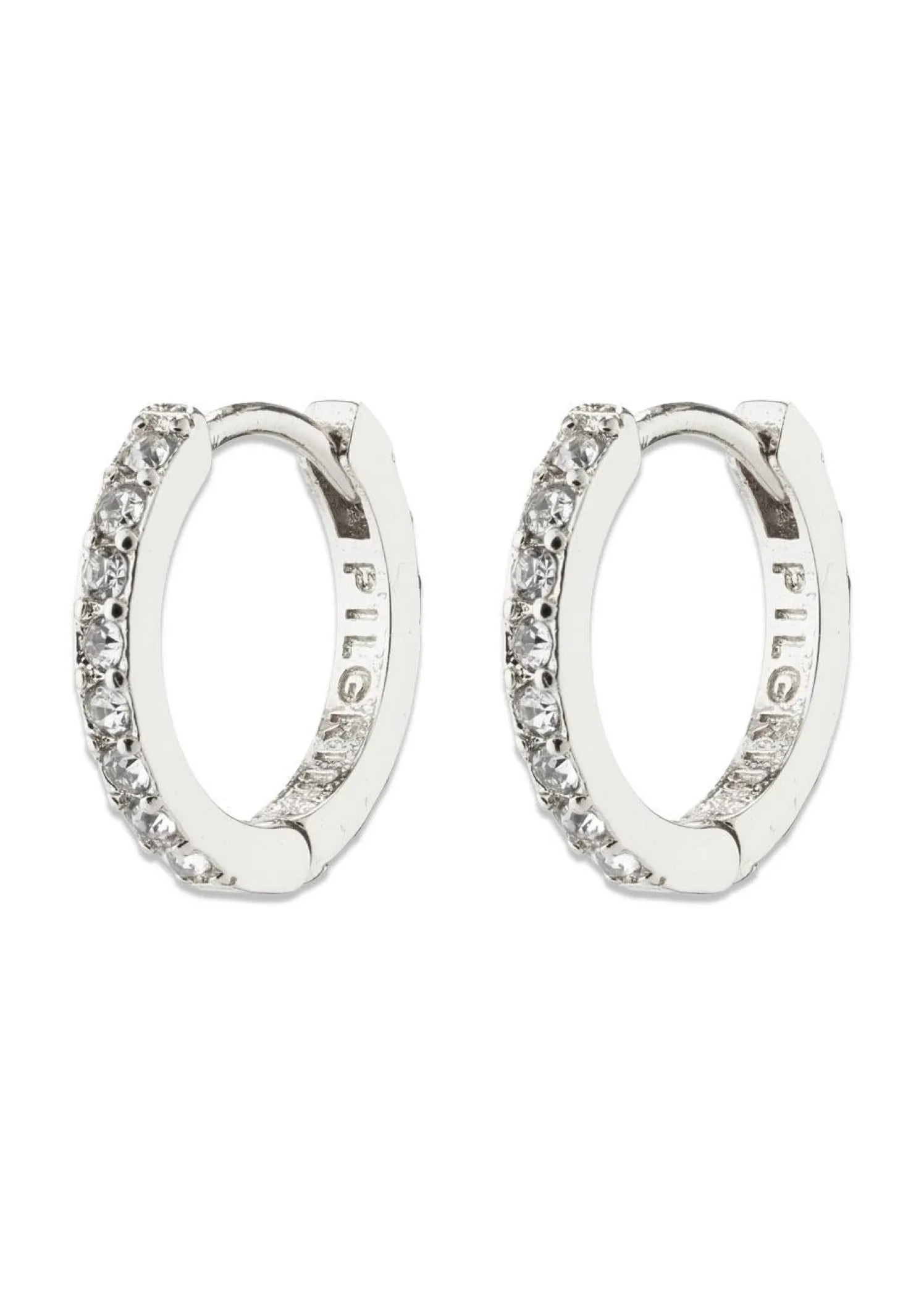 Pilgrim EBNA small crystal hoops silver-plated