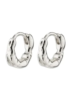 Pilgrim EDDY organic shaped mini huggie hoops silver-plated