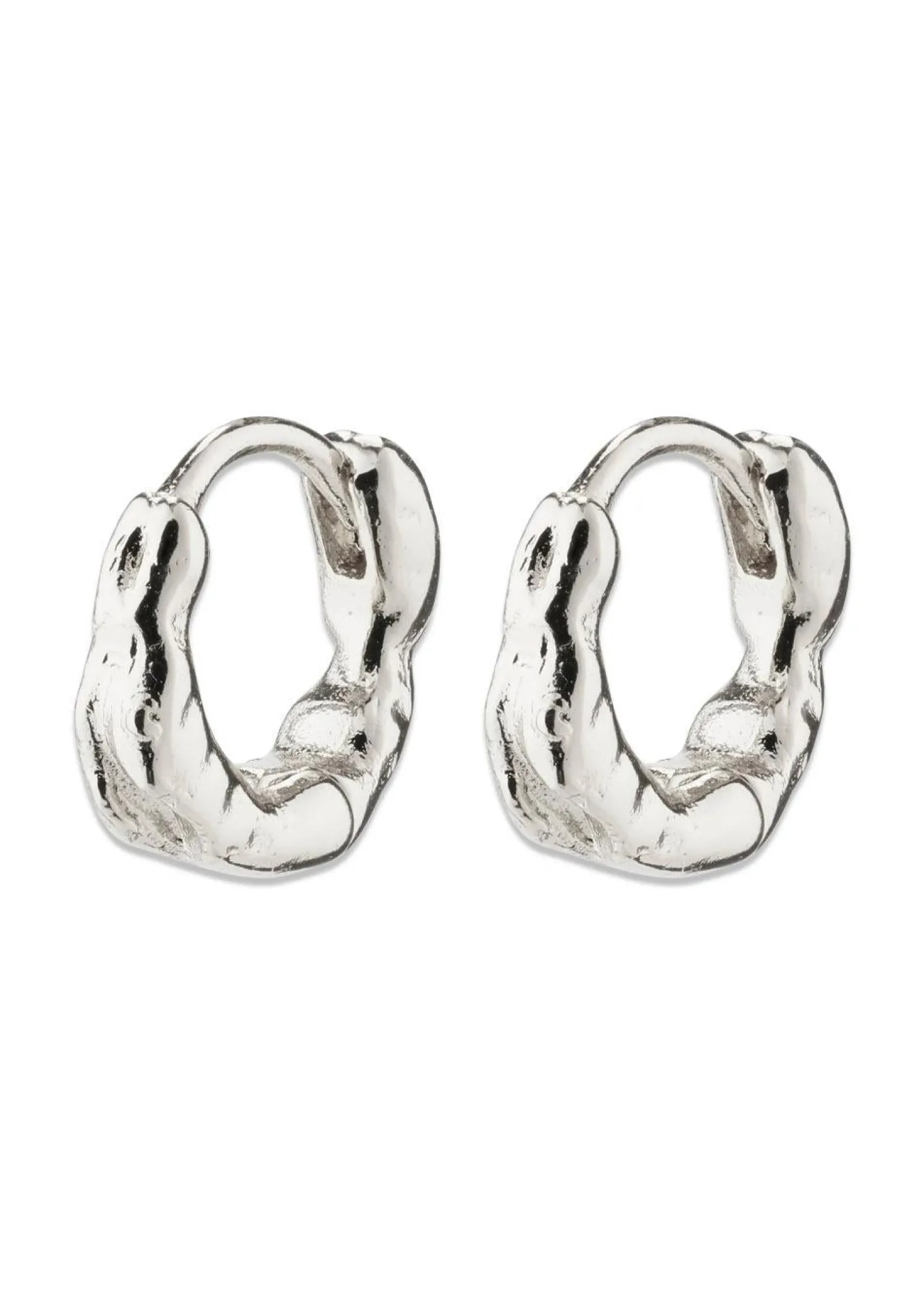 Pilgrim EDDY organic shaped mini huggie hoops silver-plated