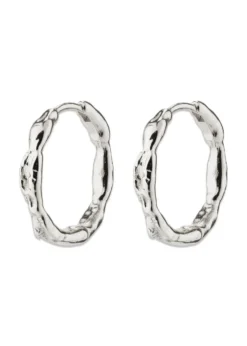 Pilgrim EDDY organic shaped medium hoops silver-plated