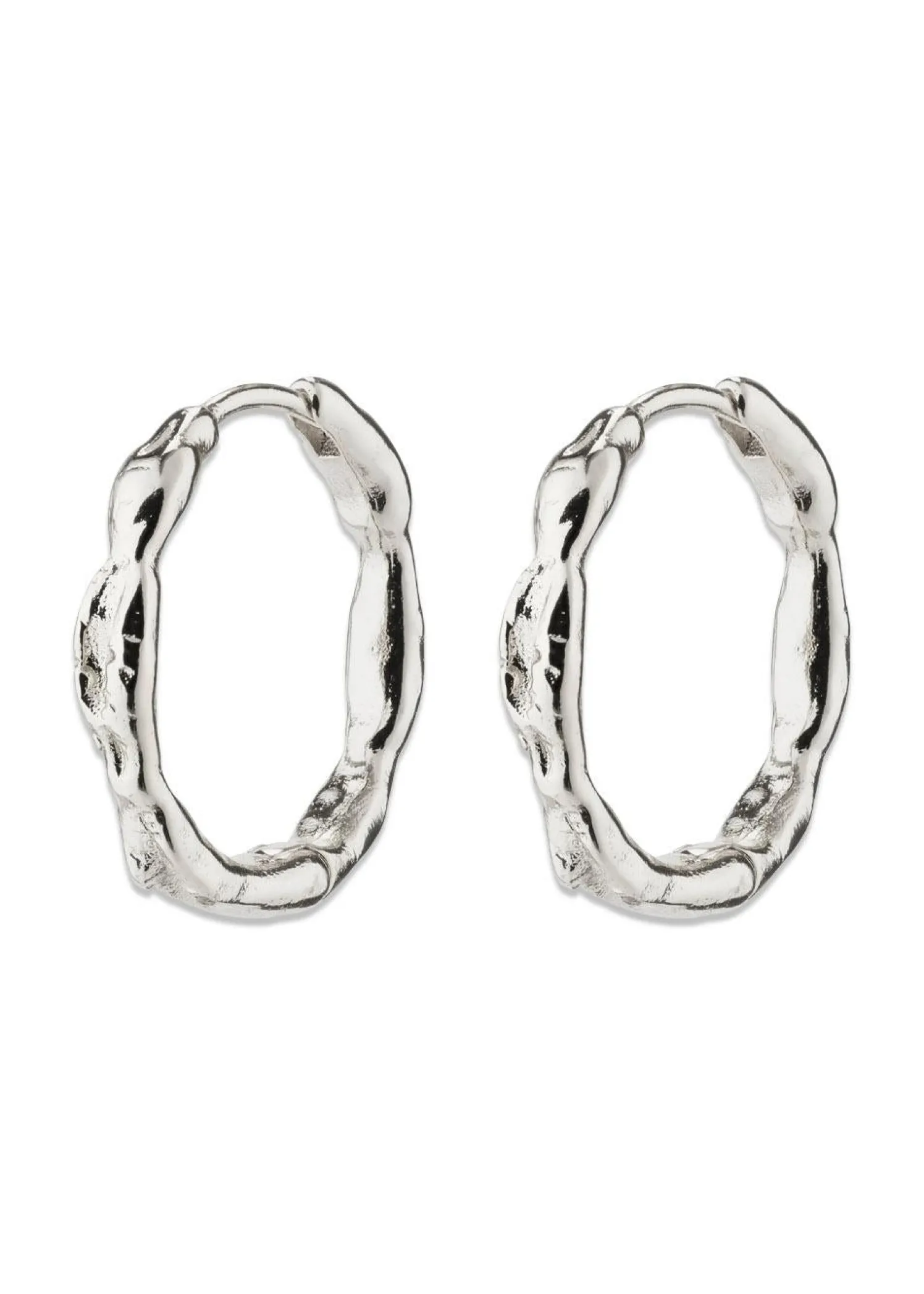 Pilgrim EDDY organic shaped medium hoops silver-plated