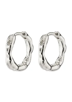 Pilgrim EDDY organic shaped small hoops silver-plated