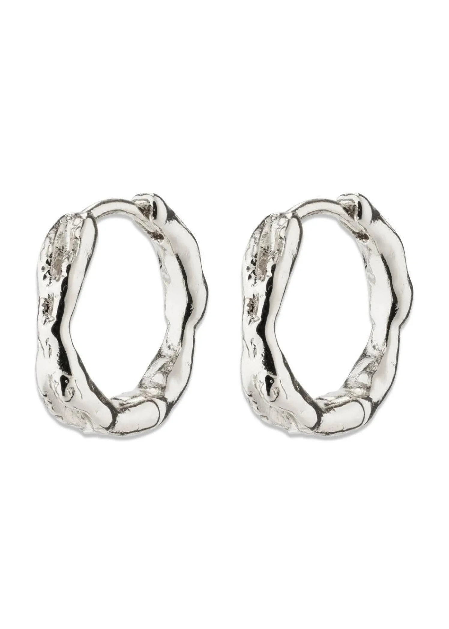 Pilgrim EDDY organic shaped small hoops silver-plated