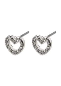 Pilgrim EDIE crystal heart earrings silver-plated