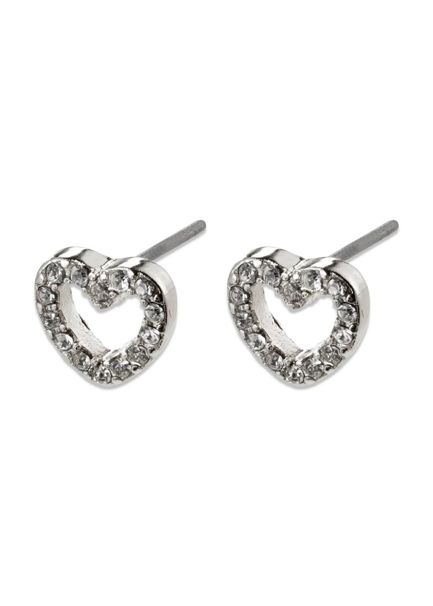 Pilgrim EDIE crystal heart earrings silver-plated