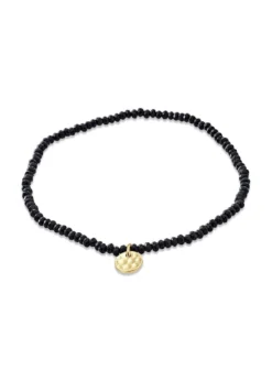 Pilgrim INDIE bracelet black, gold-plated