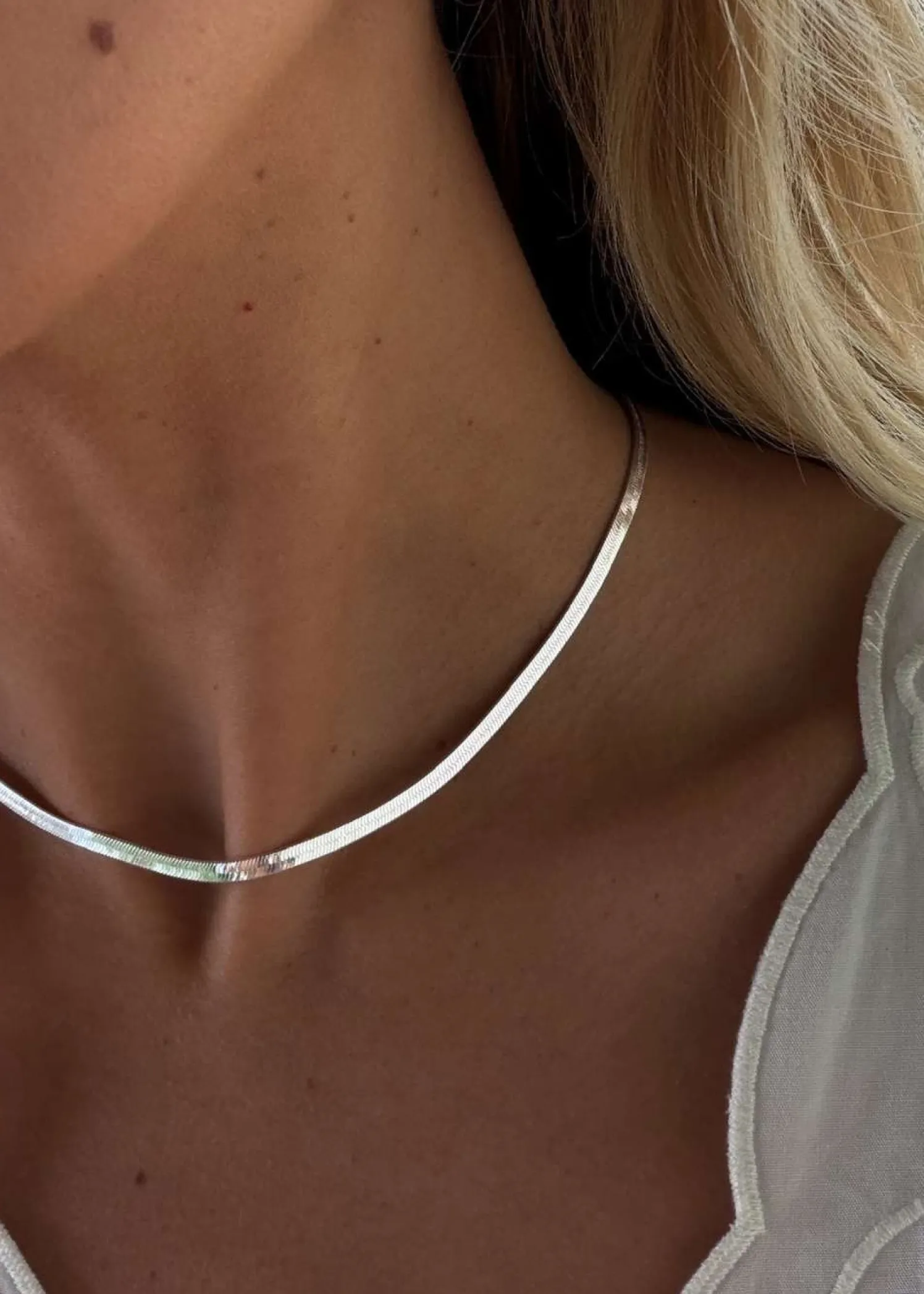 Pilgrim JOANNA flat snake chain necklace silver-plated