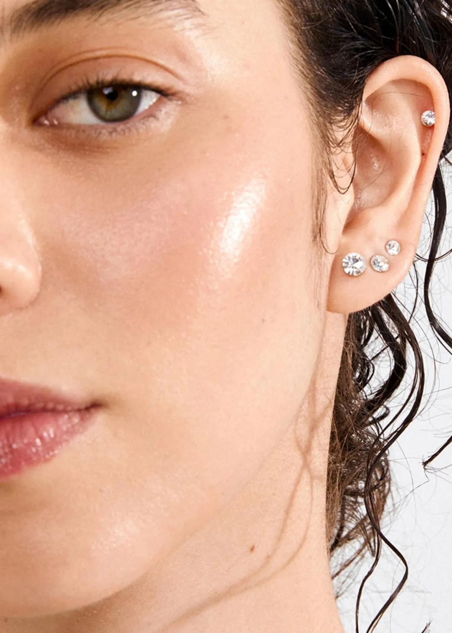 Pilgrim MILLIE crystal earrings, 3-in-1 set, gold-plated