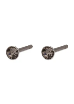 Pilgrim YANA micro crystal earstuds grey/silver-plated