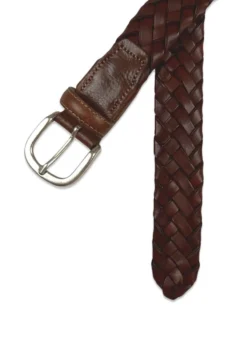 Portia Cognac Braided Leather Belt