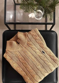 Ralph Lauren Cable Knit Cotton Quater Zip Sweater