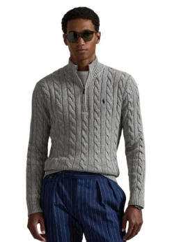 Ralph Lauren Cable Knit Cotton Quater Zip Sweater