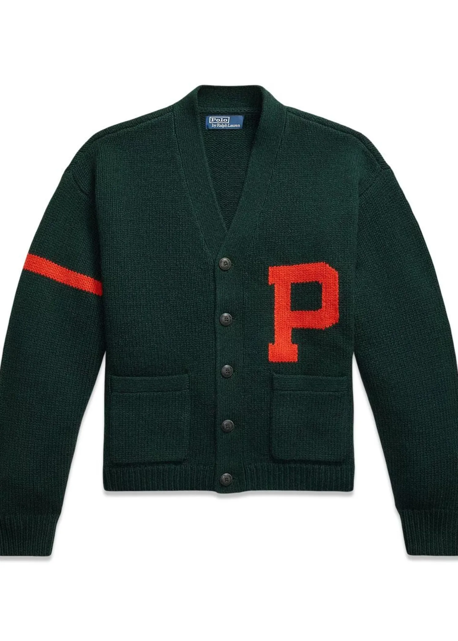 Ralph Lauren Wool V-Neck Letter Cardigan
