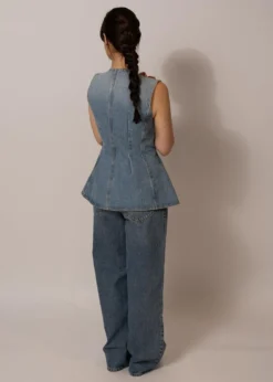 Rotate FLARED DENIM TOP