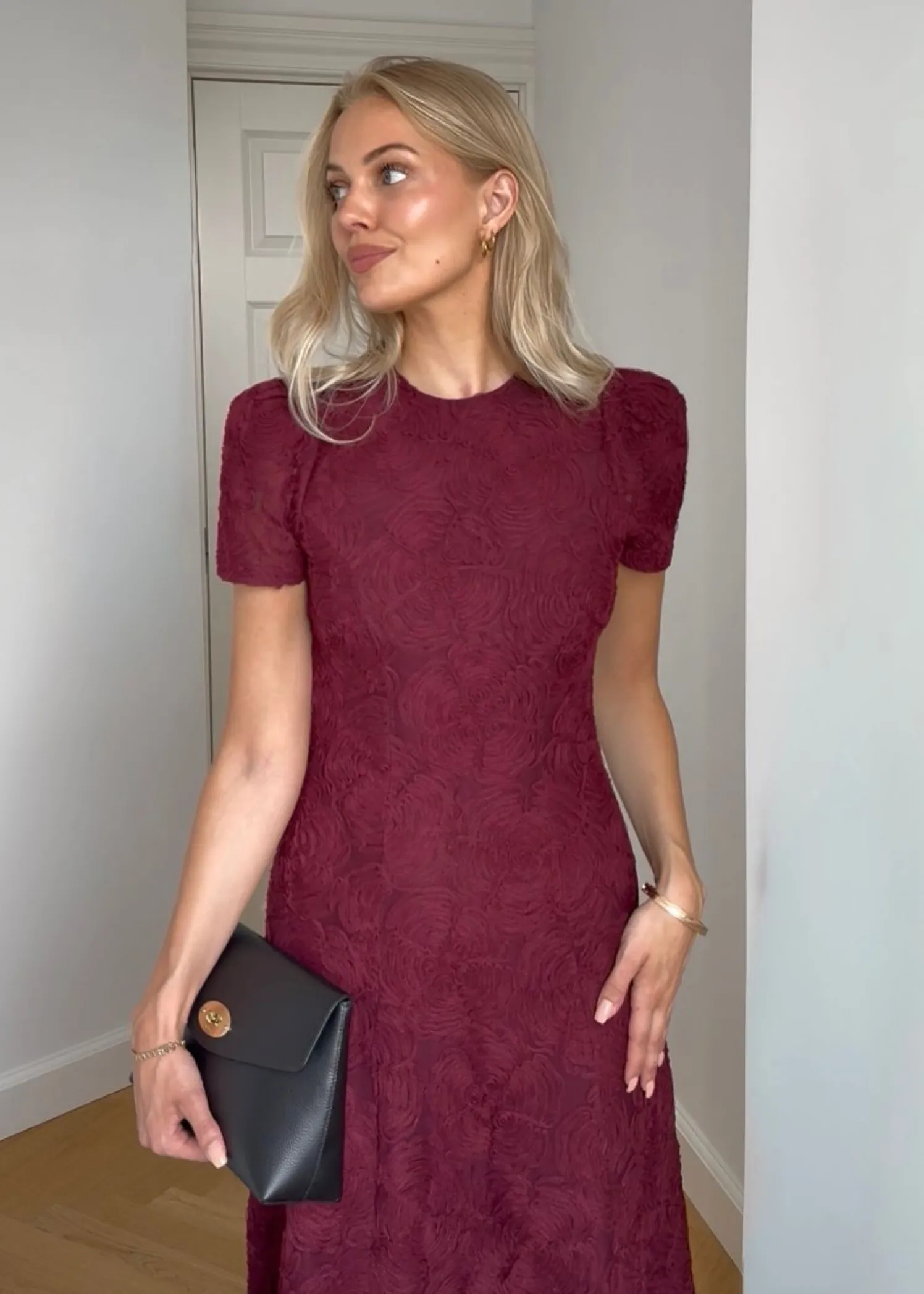 Rotate FLOWER MESH FLARED DRESS