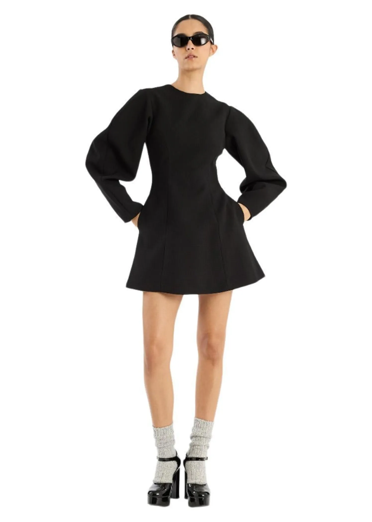 Rotate SUITING FLARED MINI DRESS