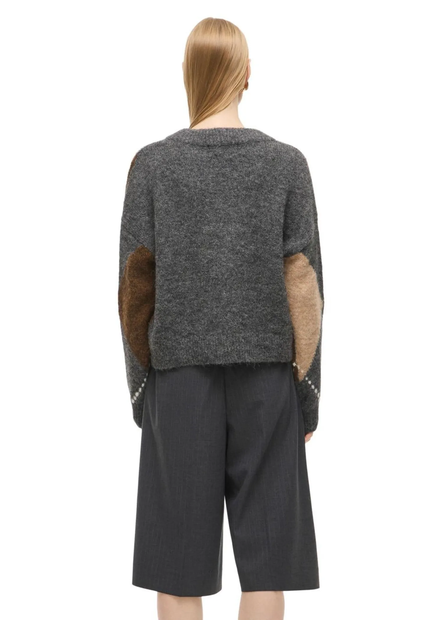 ROUGE EDIT ROUARGYLE LS V-NECK KNIT