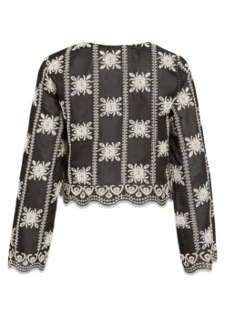 ROUGE EDIT ROUNALA L/S V-NECK TIE TOP