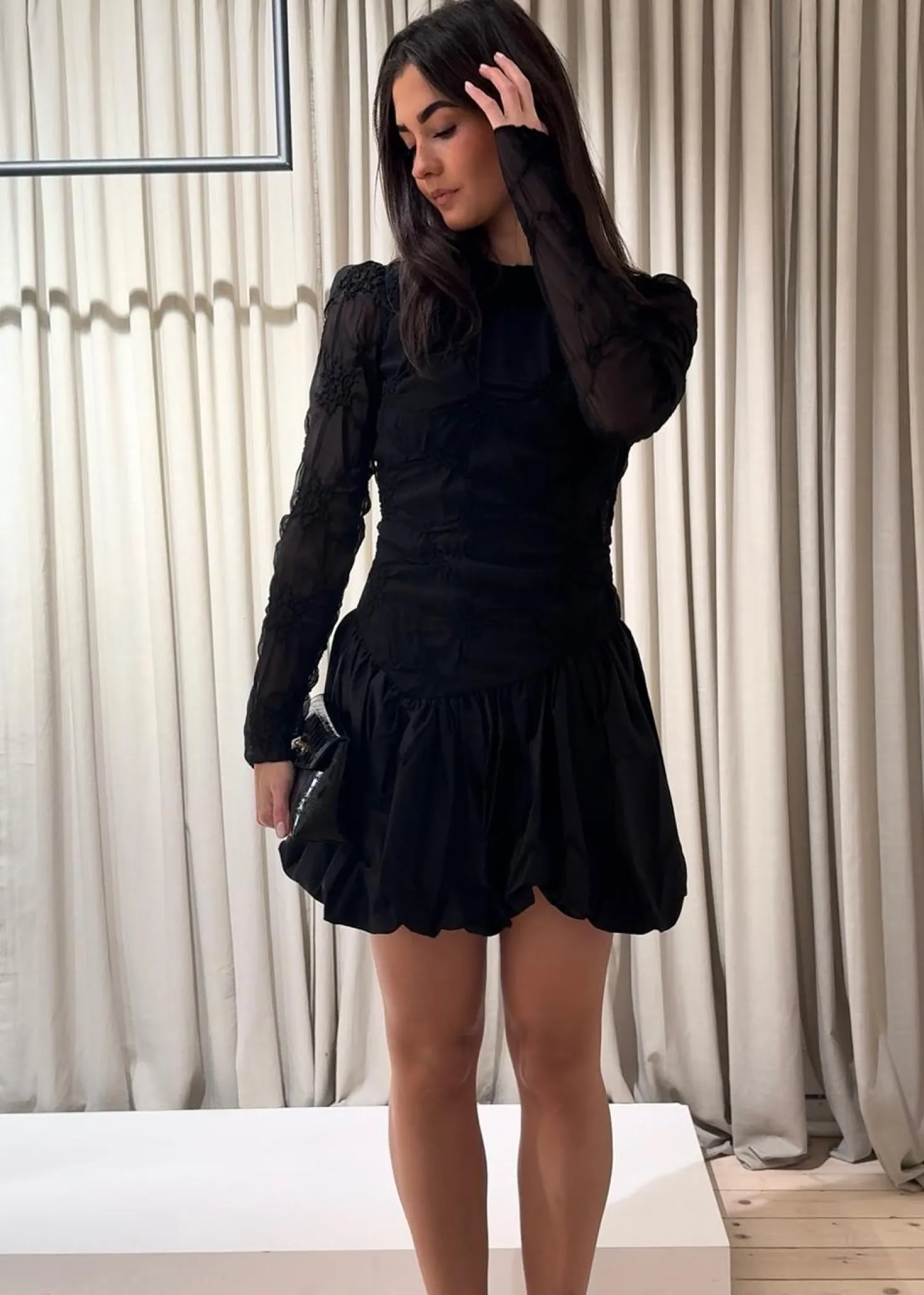 Stine Goya Balloon Long Sleeve Short Dress